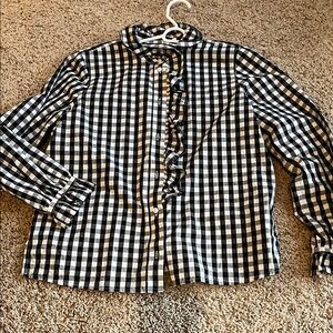 J. Crew Monochrome Gingham Ruffle Top